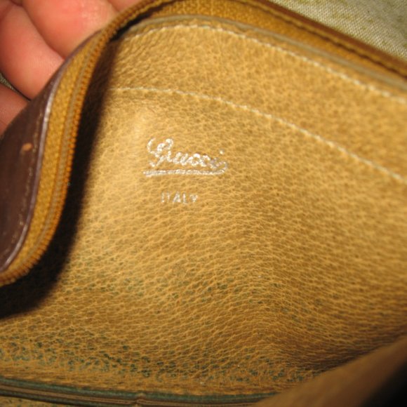 ❤️ Authen GUCCI Micro G Logo Print Tan Canvas Leather Coated Coin Wallet Clutch - Picture 5 of 6